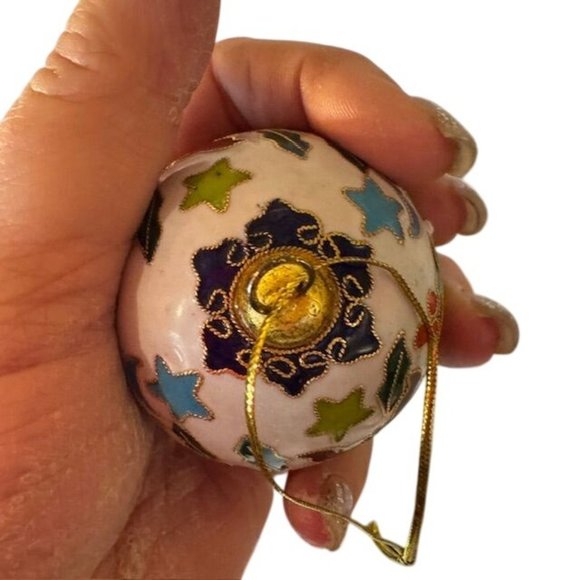 Handcrafted Cloisonné Christmas Ornament With Floral & Star Design Multicolor En - Picture 4 of 5